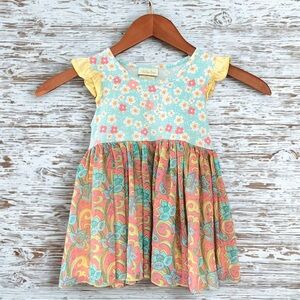Matilda Jane Girls Dress Size 4 - Floral Top & Paisley Skirt - Boutique Summer